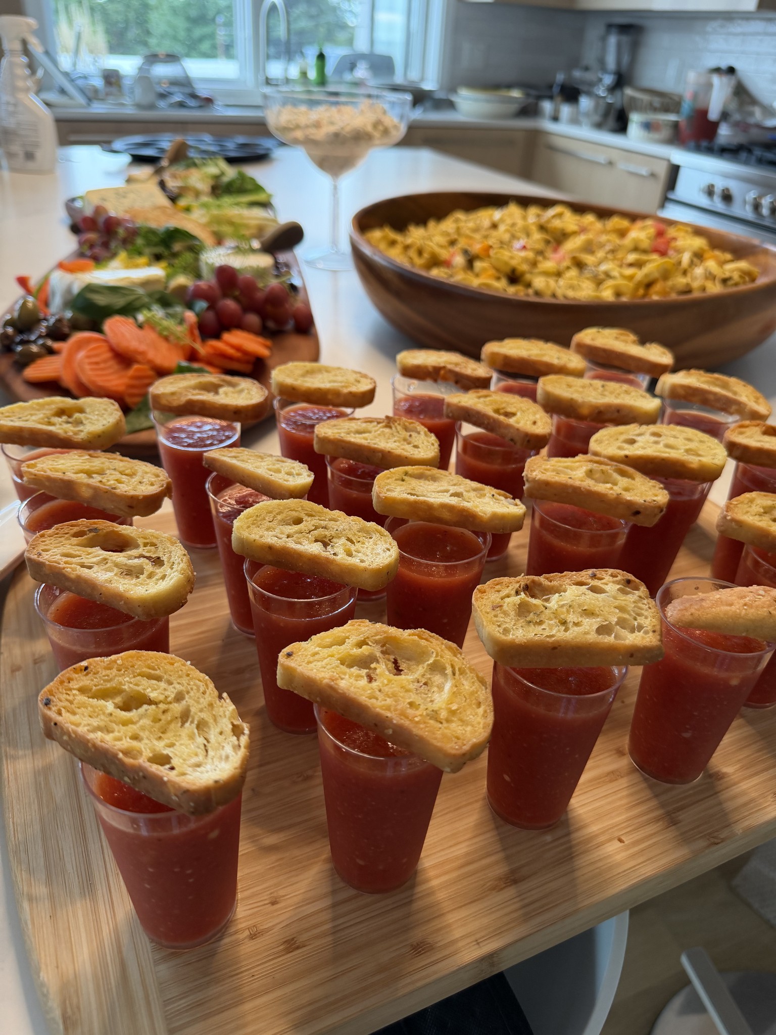 Gazpacho servings prepared for guests